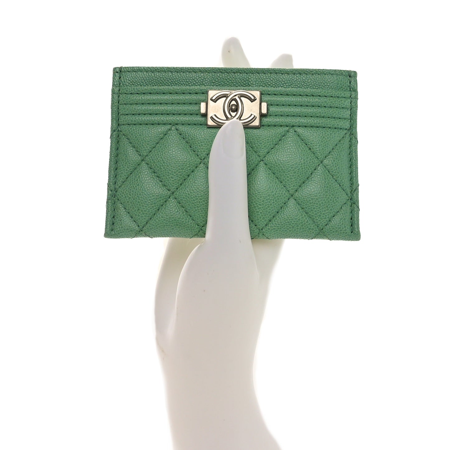 Caviar Quilted Boy Card Holder Light Green