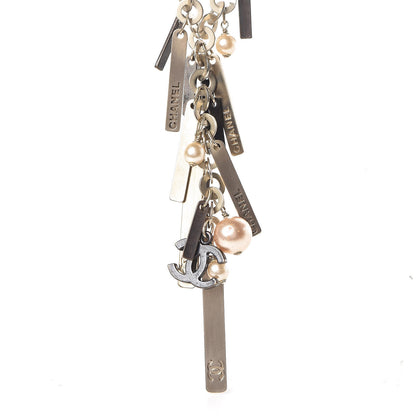 Chanel Pearl CC Logo Plate Necklace Silver 4 of 7