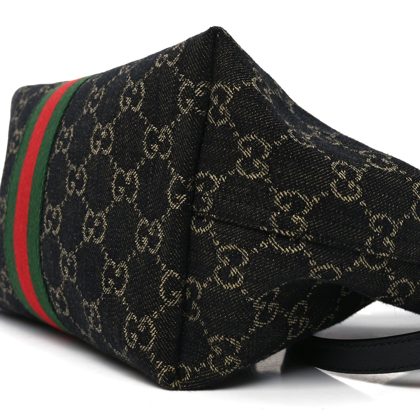 Denim GG Monogram Web Small Giglio Tote Black Ivory
