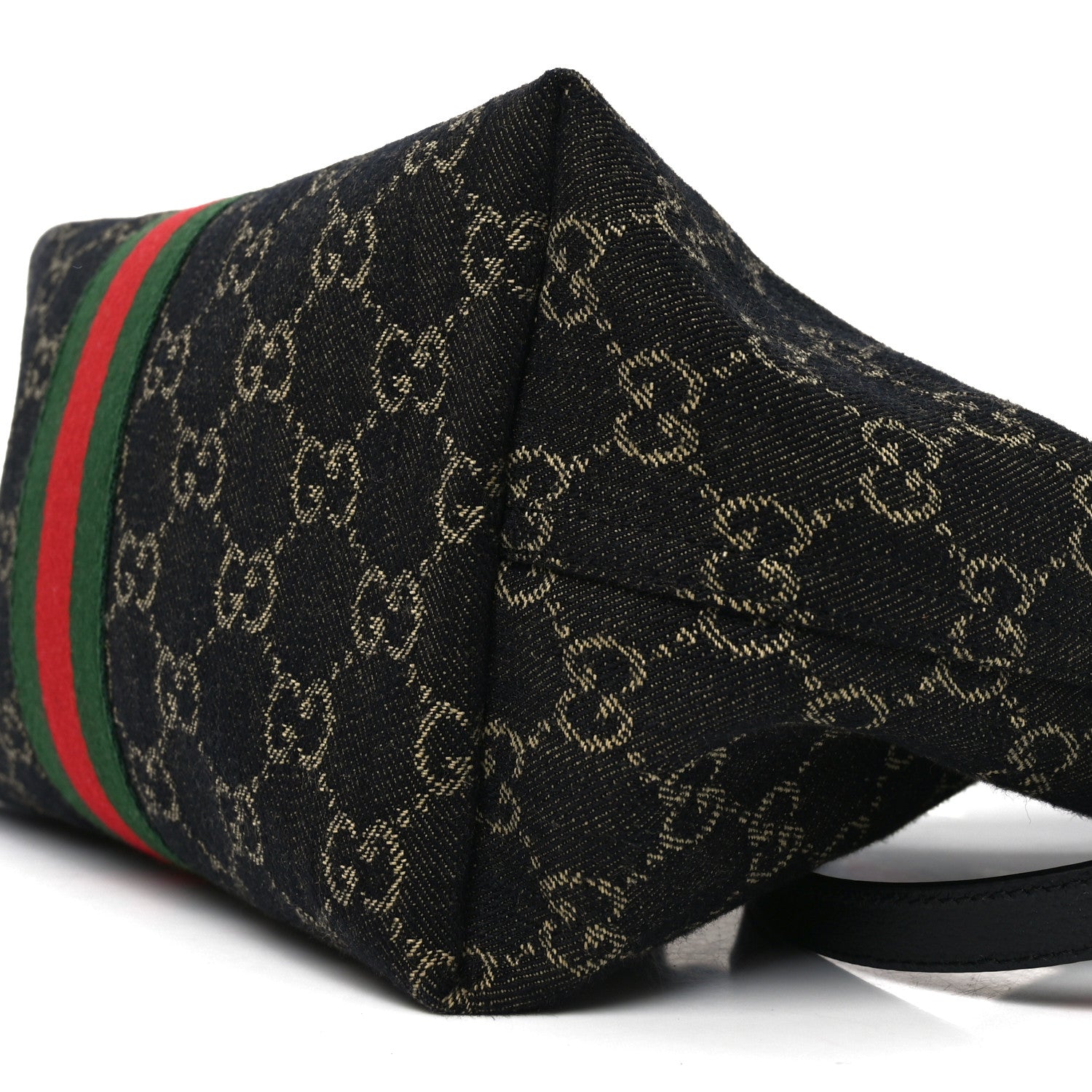 Gucci Denim GG Monogram Web Small Giglio Tote Black Ivory 10 of 10