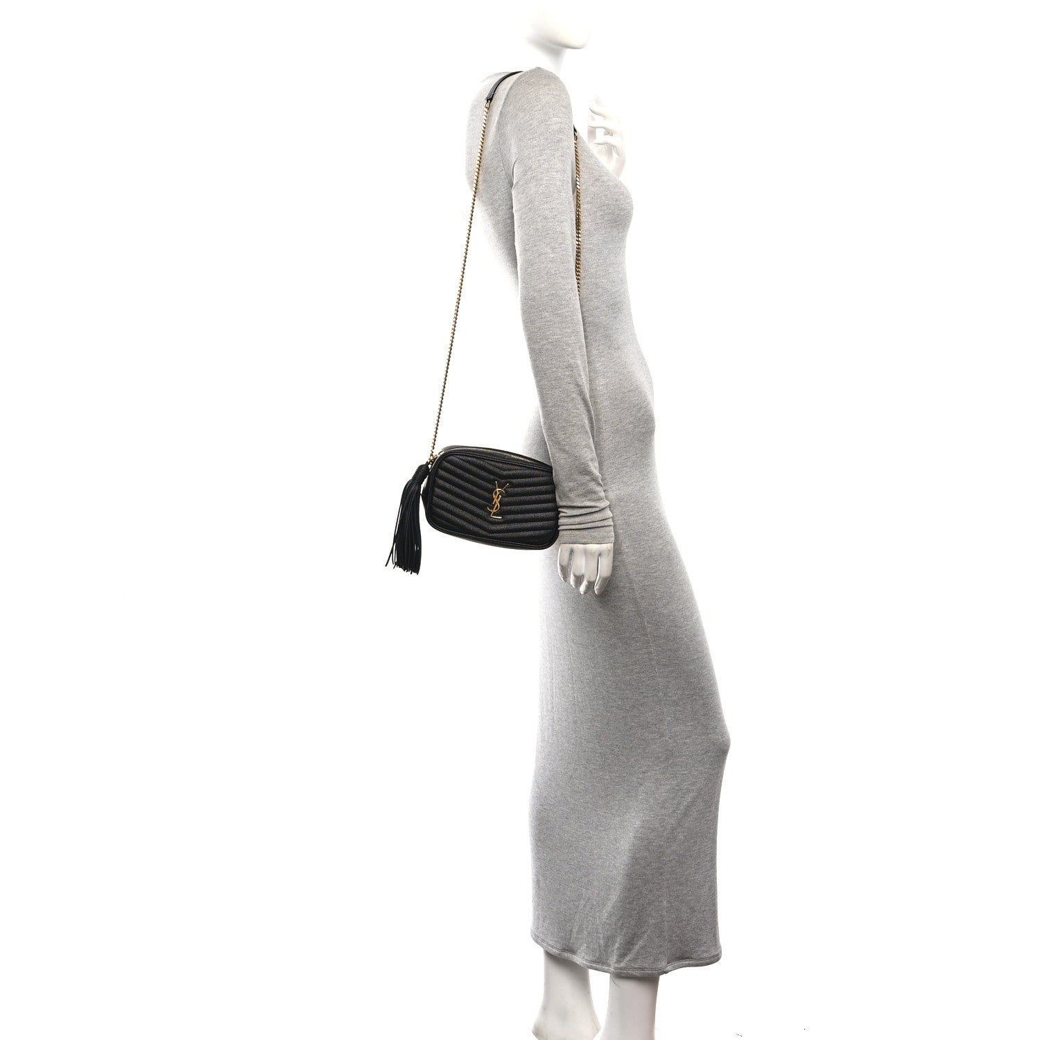 Saint Laurent Grain De Poudre Matelasse Monogram Mini Lou Camera Bag Black 2 of 10