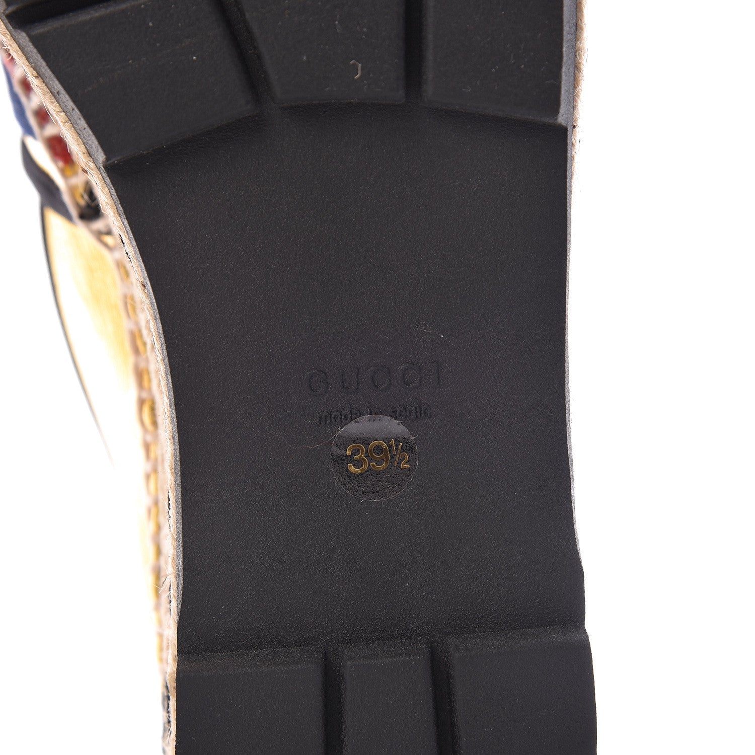 Gucci Metallic Calfskin Sylvie Platform Espadrilles 39.5 Gold 6 of 9