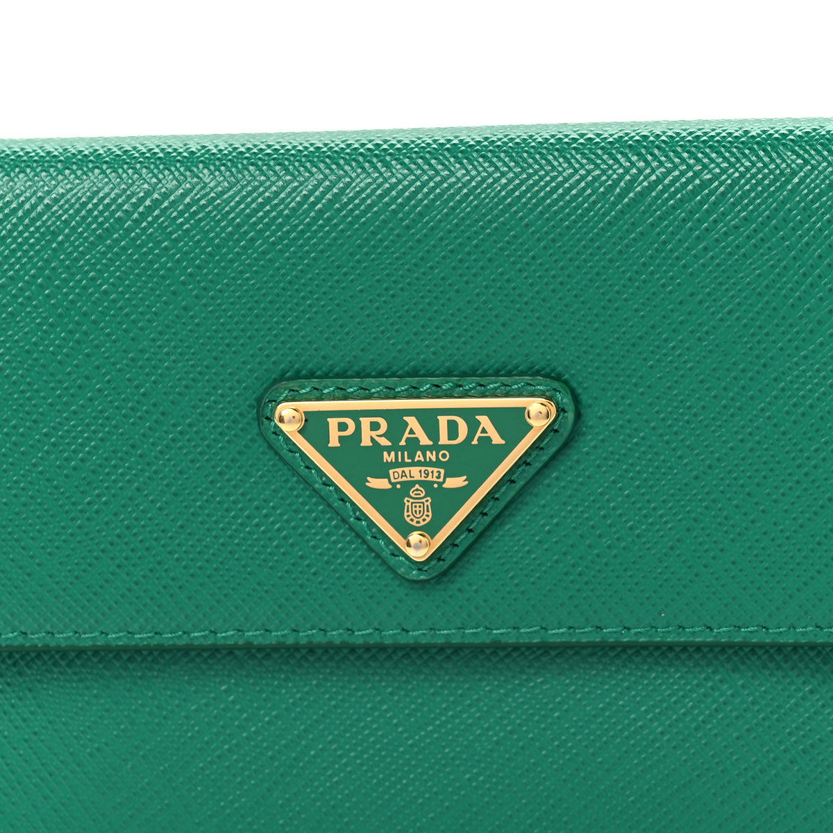 Prada Saffiano Triangle Card Holder Wallet Mango 7 of 7