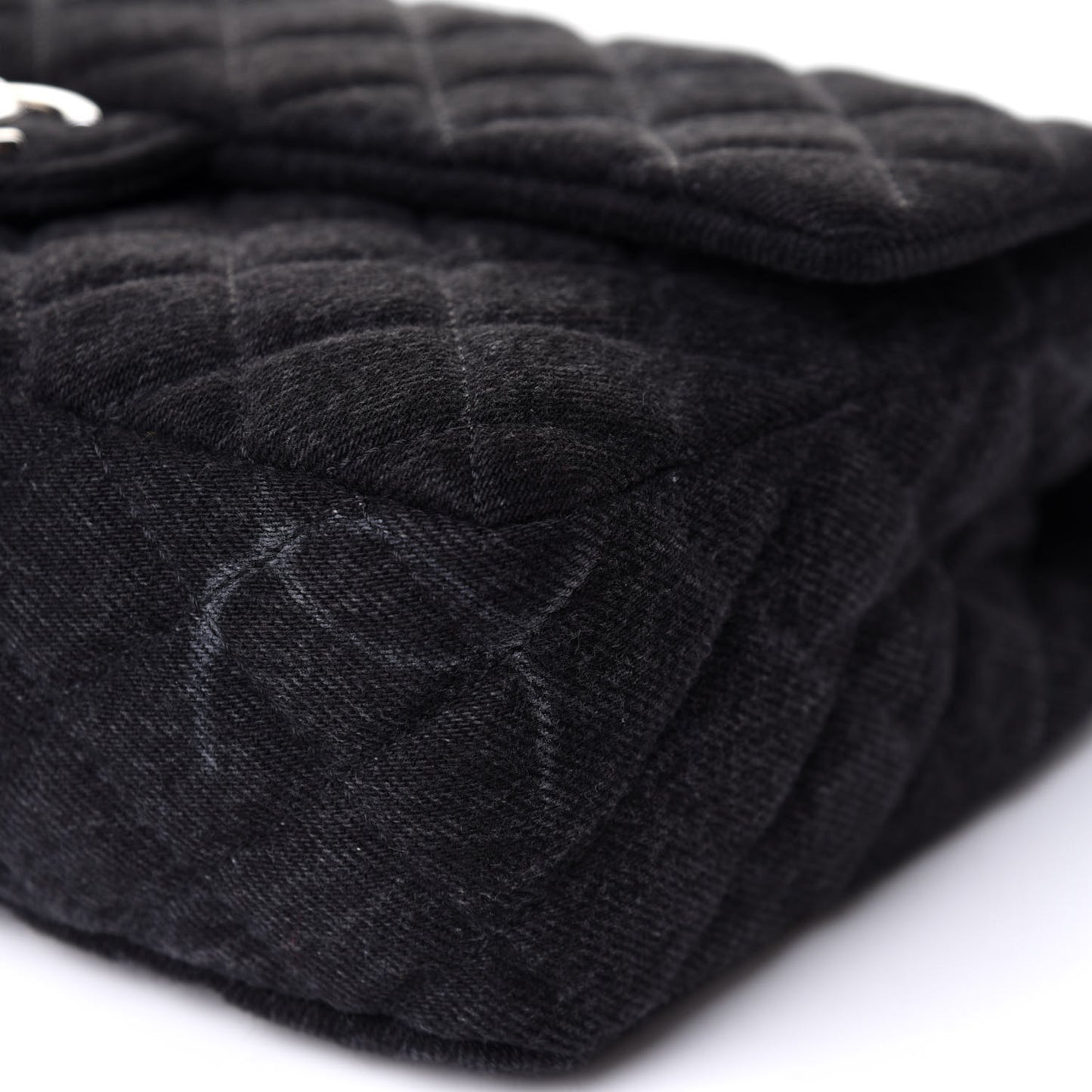 Denim Quilted CC Print Medium Single Flap Black