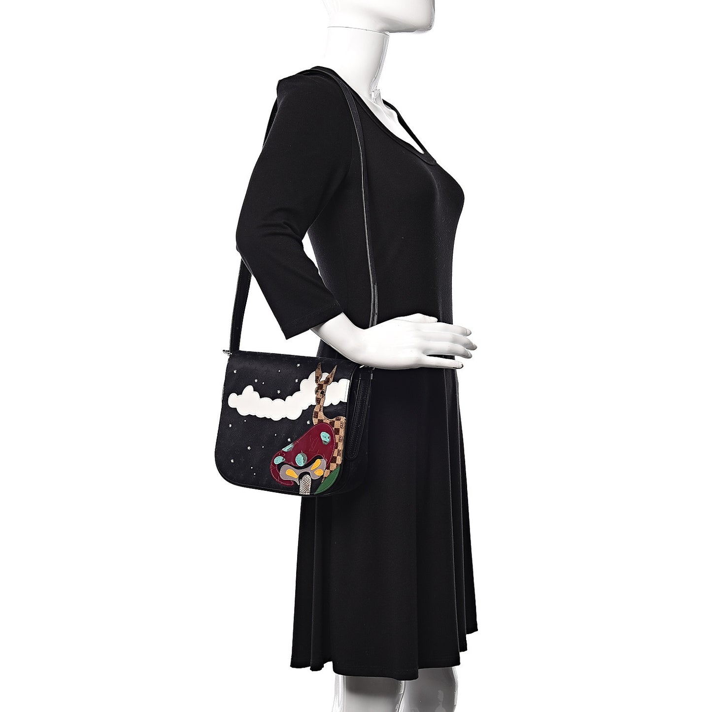 Satin Mini Monogram Conte De Fees Patchwork Musette Black