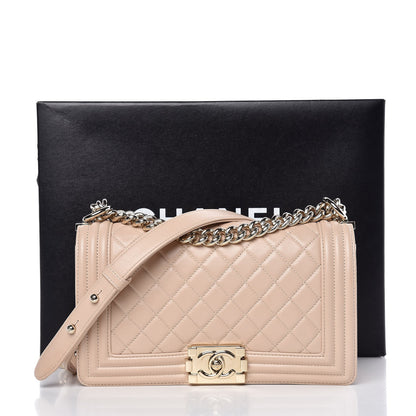 Chanel Lambskin Quilted Medium Boy Flap Beige 8 of 8
