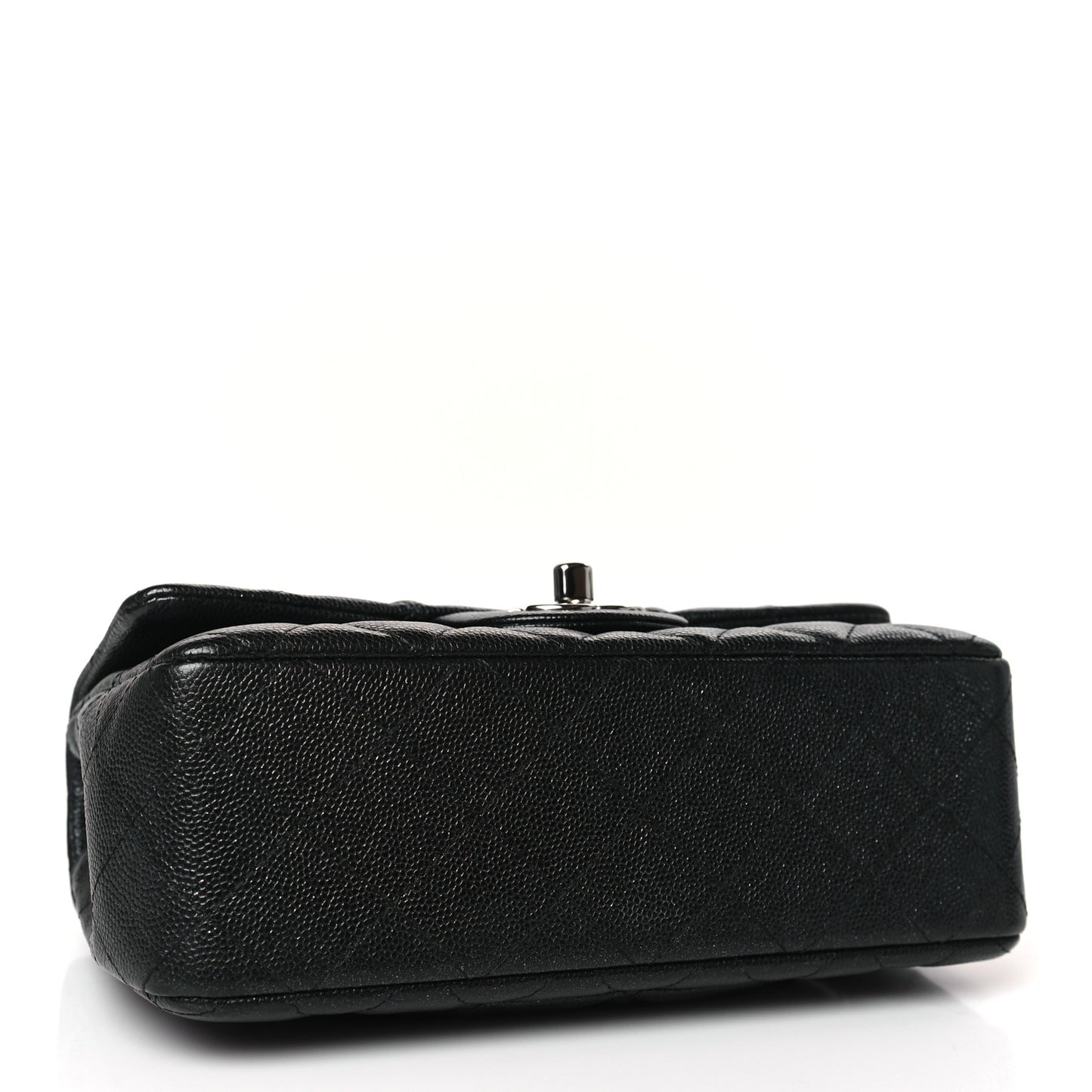 Iridescent Caviar Quilted Mini Rectangular Flap Black