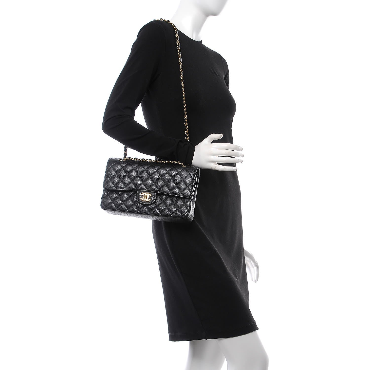 Chanel Caviar Quilted Medium Double Flap Black 2 of 8
