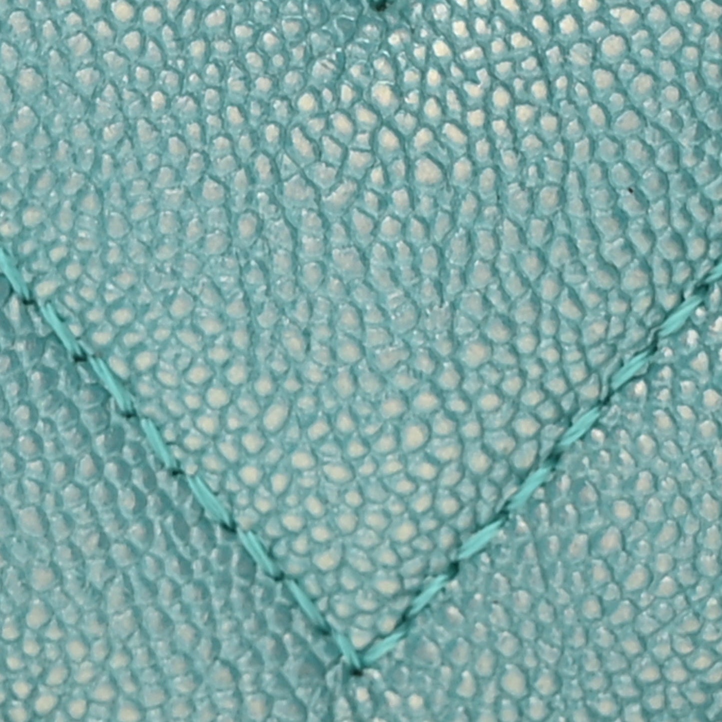 Metallic Caviar Chevron Quilted Small Statement Flap Turqouise