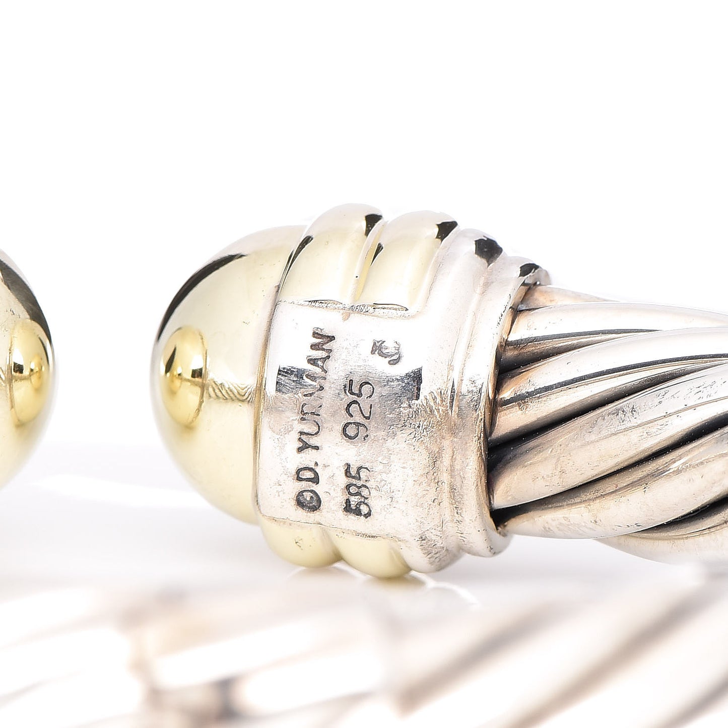 Sterling Silver 14K Yellow Gold 10mm Cable Classics Bracelet