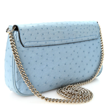 Gucci Ostrich Medium Soho Flap Crossbody Blue 3 of 11