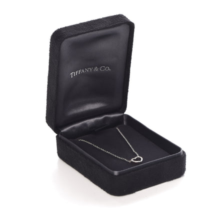 Tiffany 18K White Gold Diamond Metro Heart Pendant Necklace 7 of 7
