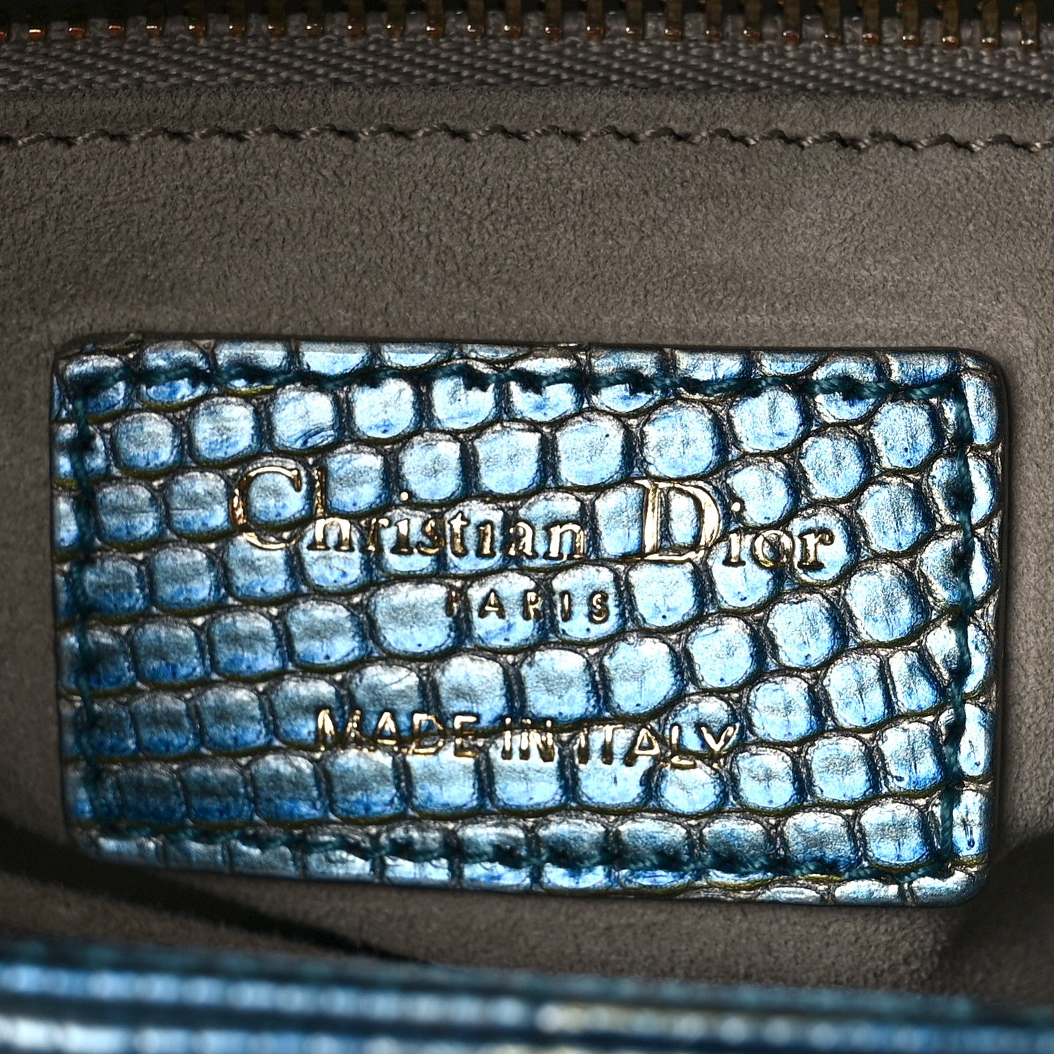 Christian Dior Metallic Lizard Small Lady Dior Blue 6 of 9