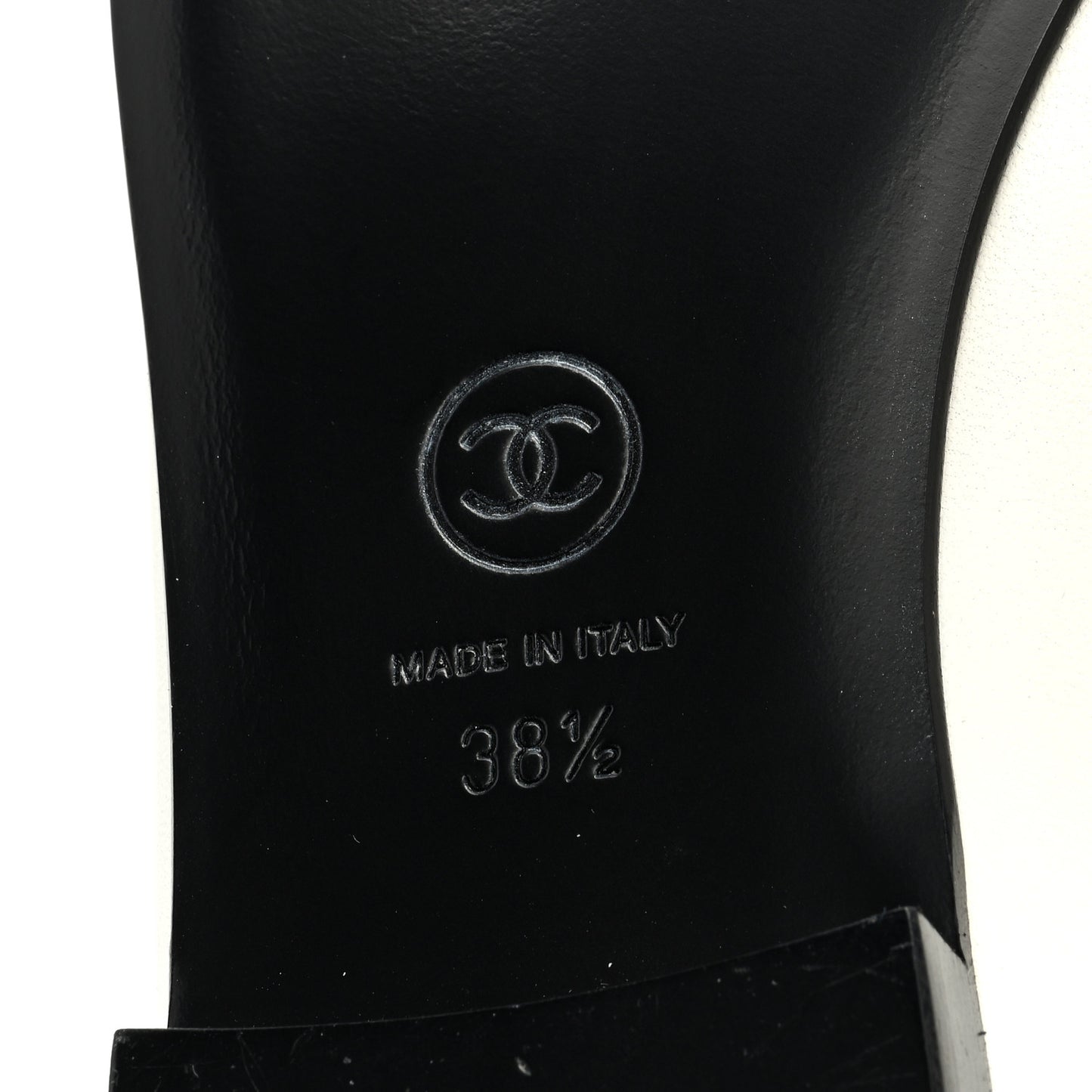 Lambskin Cap Toe CC Ballerina Flats 38.5 White Black