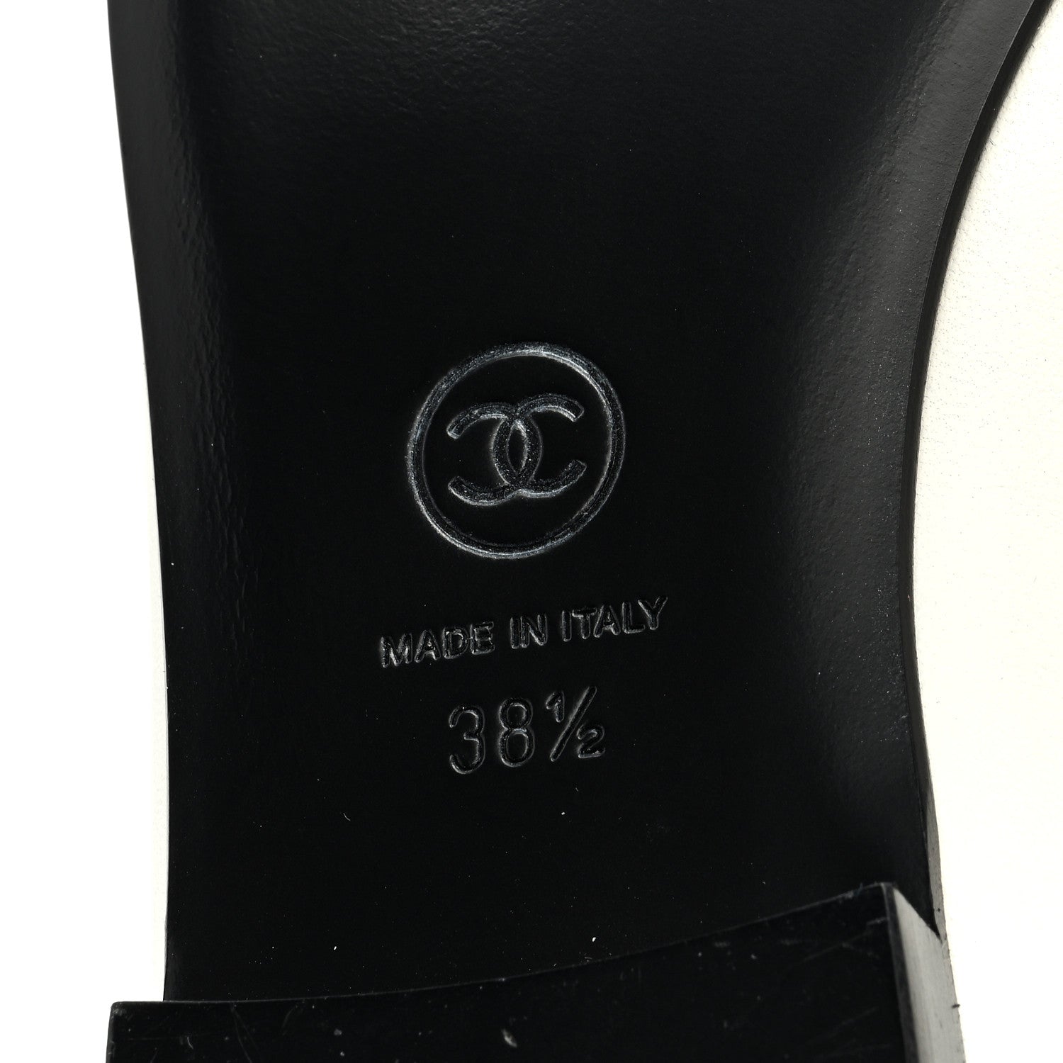 Chanel Lambskin Cap Toe CC Ballerina Flats 38.5 White Black 6 of 8