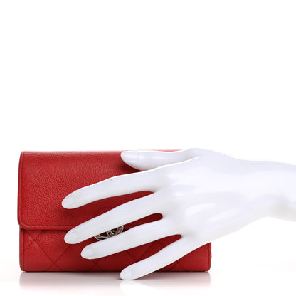 Chanel Grained Calfskin Quilted CC Box Flap Wallet Red 2 of 17