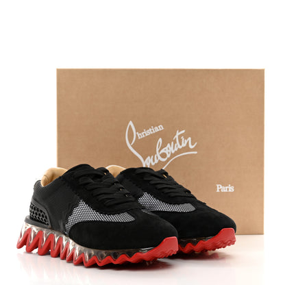 Christian Louboutin Suede Mesh Calfskin Mens Loubishark Sneakers 43 Black White Transparent 9 of 9