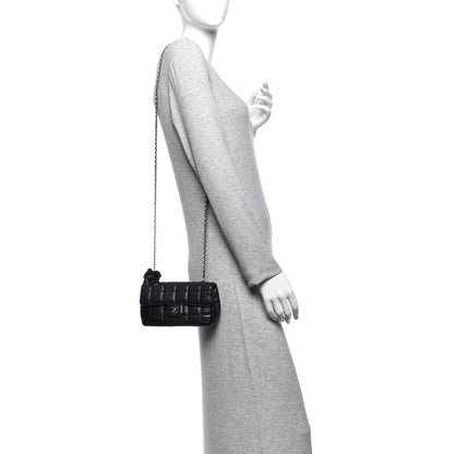 Chanel Lambskin Quilted Mini Chocolate Bar Camellia Flap Black 2 of 9