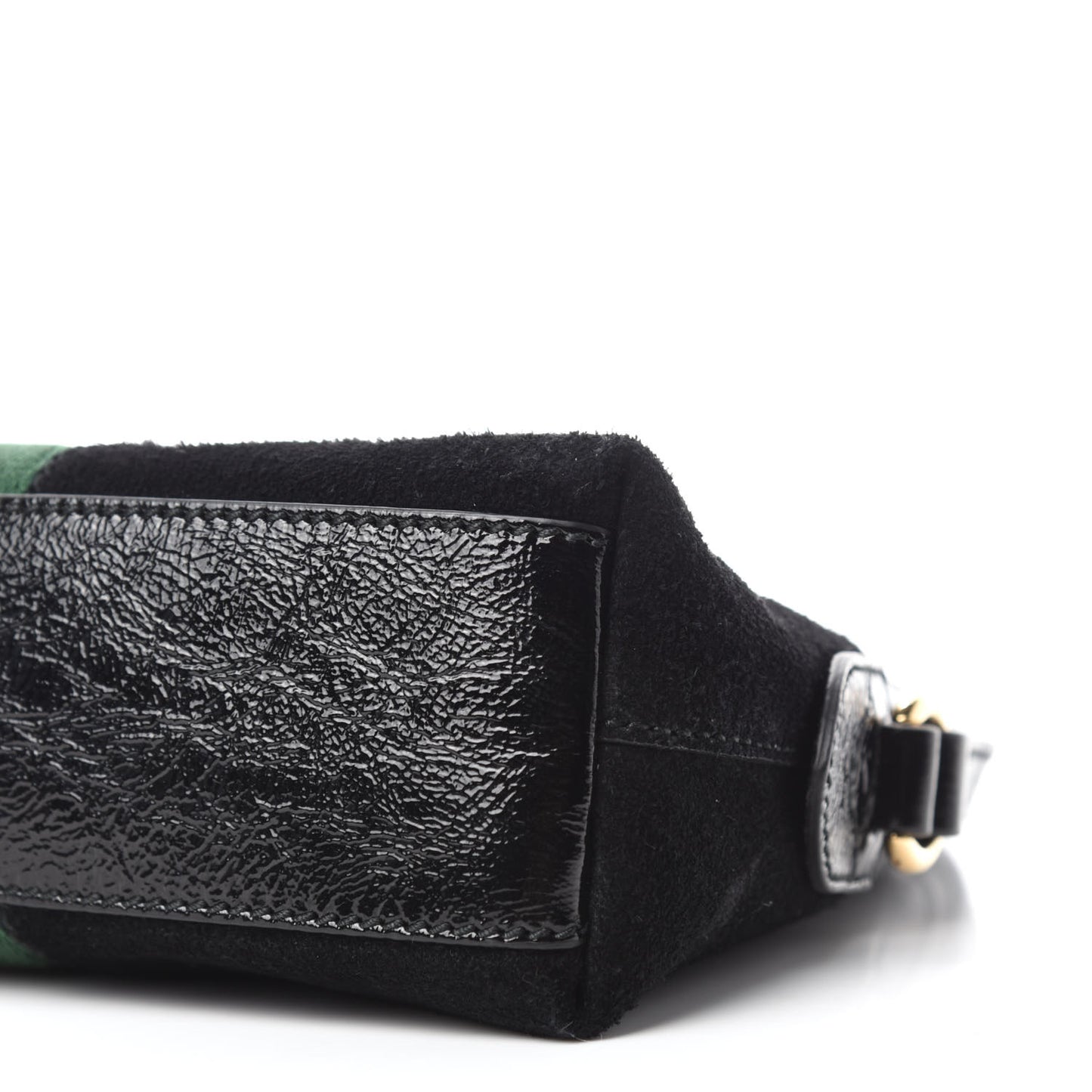 Suede Patent Web GG Small Ophidia Dome Shoulder Bag Black
