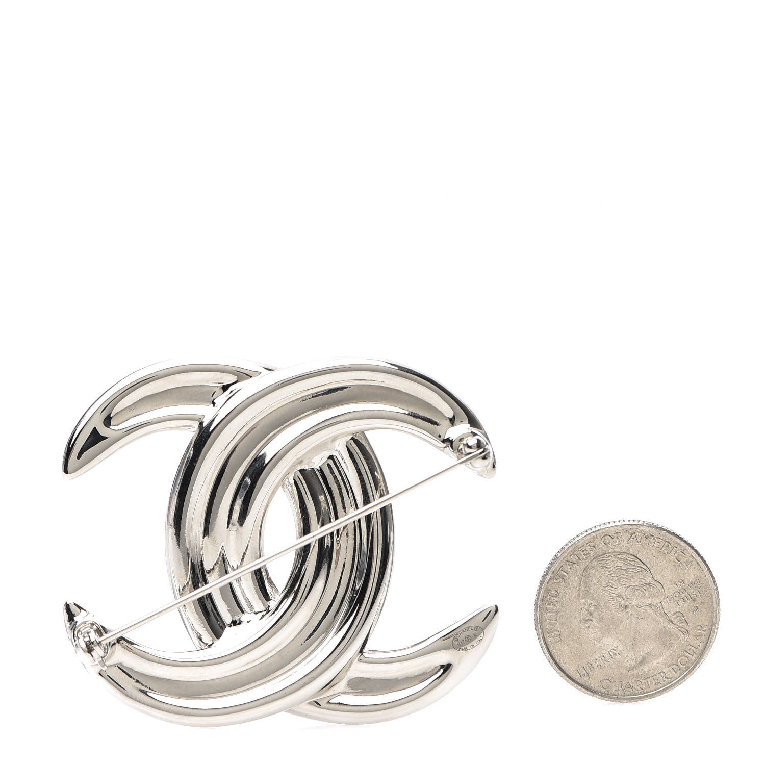 Chanel Baguette Crystal CC Brooch Silver 2 of 4