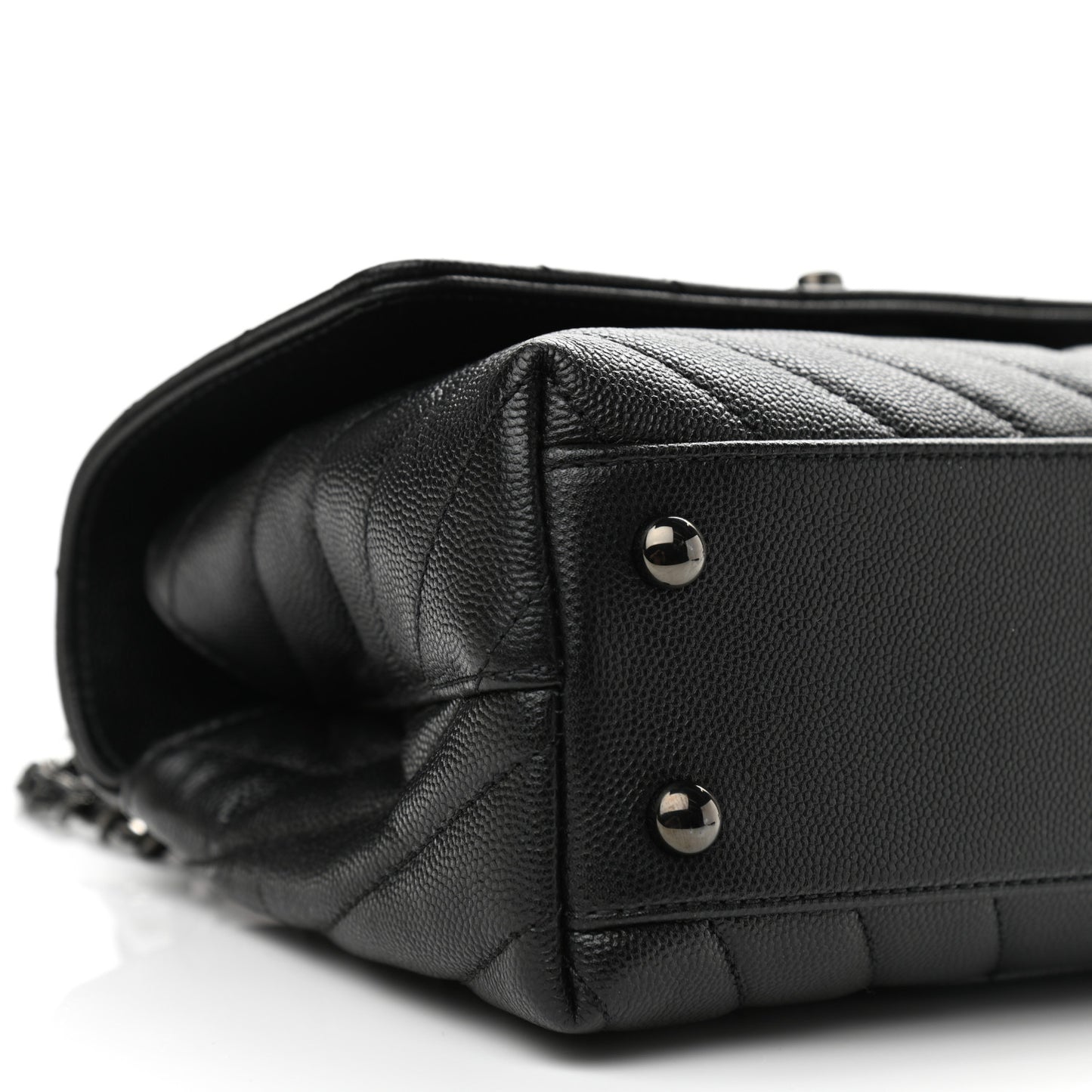 Caviar Chevron Quilted Mini Coco Handle Flap So Black