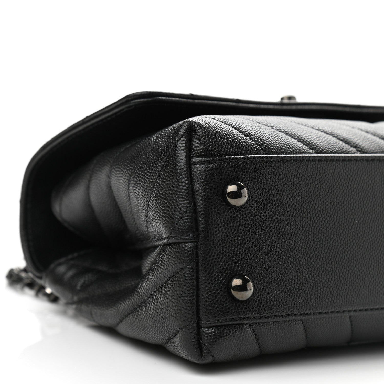 Chanel Caviar Chevron Quilted Mini Coco Handle Flap So Black 9 of 11