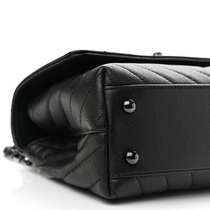 Chanel Caviar Chevron Quilted Mini Coco Handle Flap So Black 9 of 11