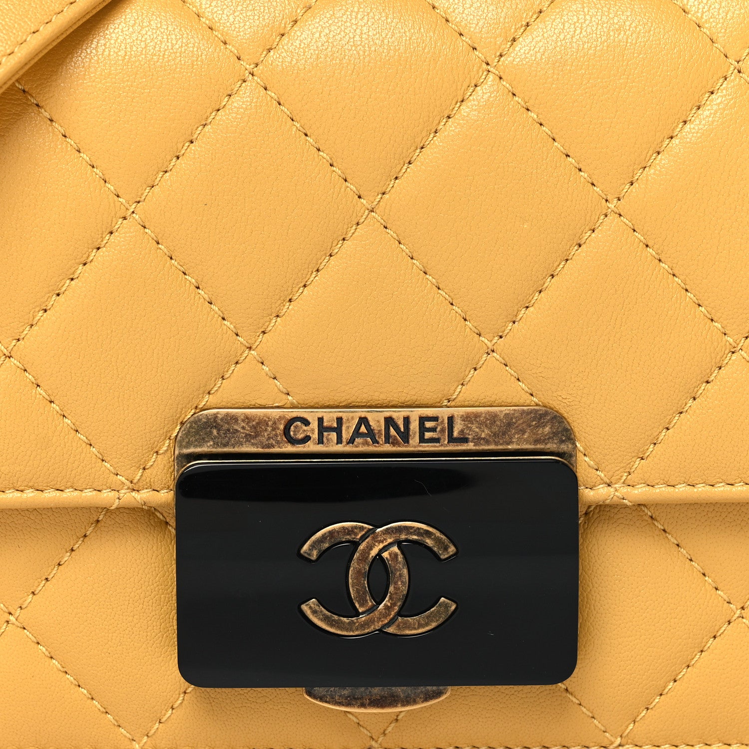 Chanel Sheepskin Quilted Mini Beauty Lock Flap Yellow 8 of 10