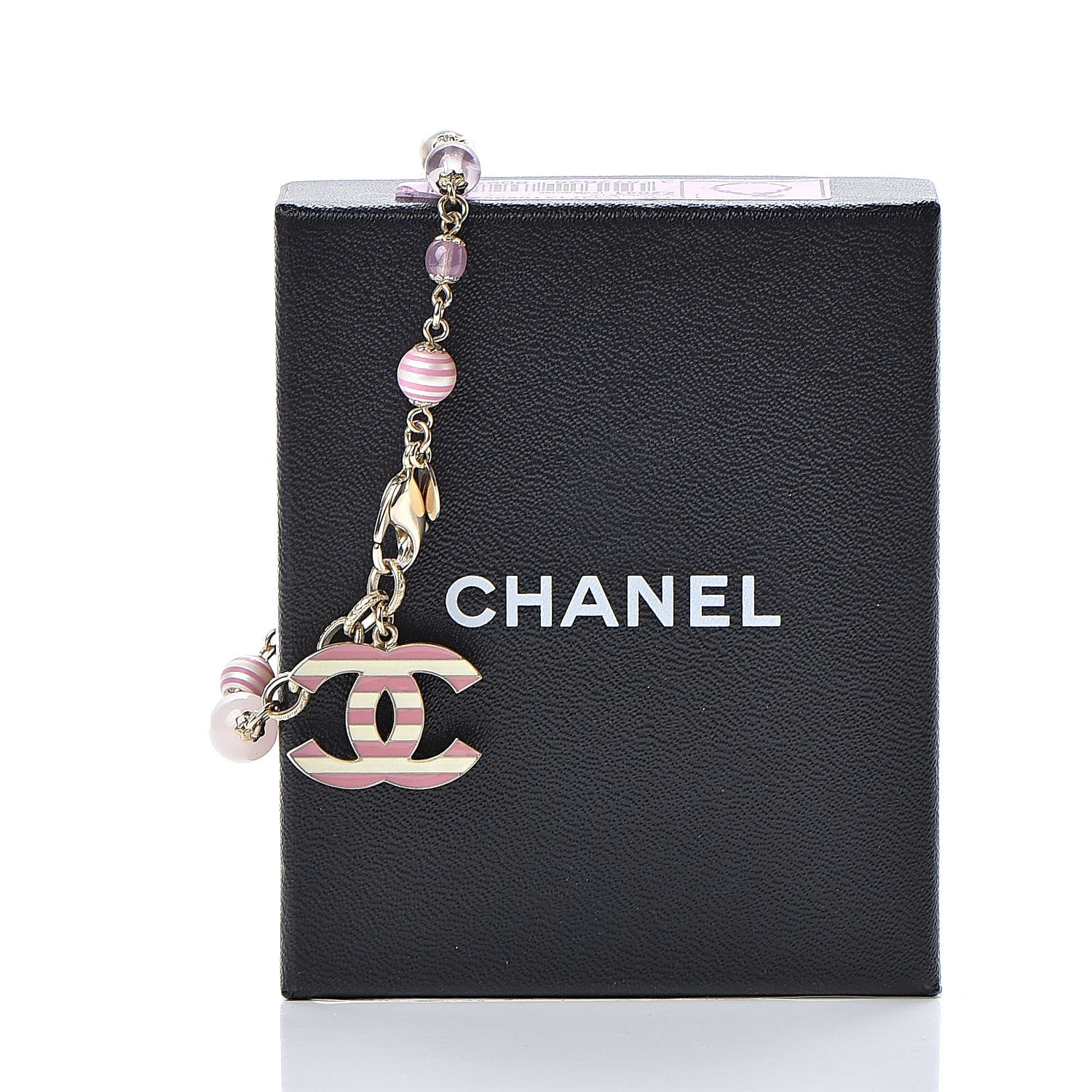 Chanel Beaded Crystal CC Bracelet Pink Gold 6 of 6