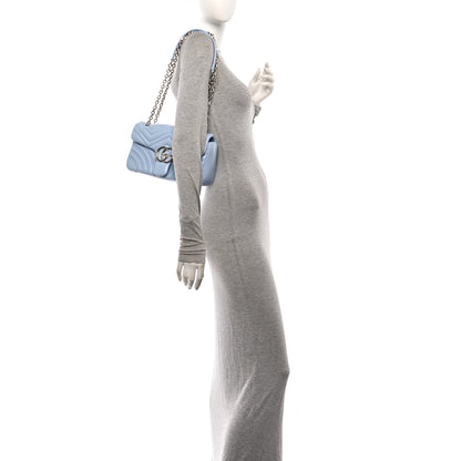 Gucci Calfskin Matelasse Medium GG Marmont Shoulder Bag Porcelain Light Blue 2 of 11