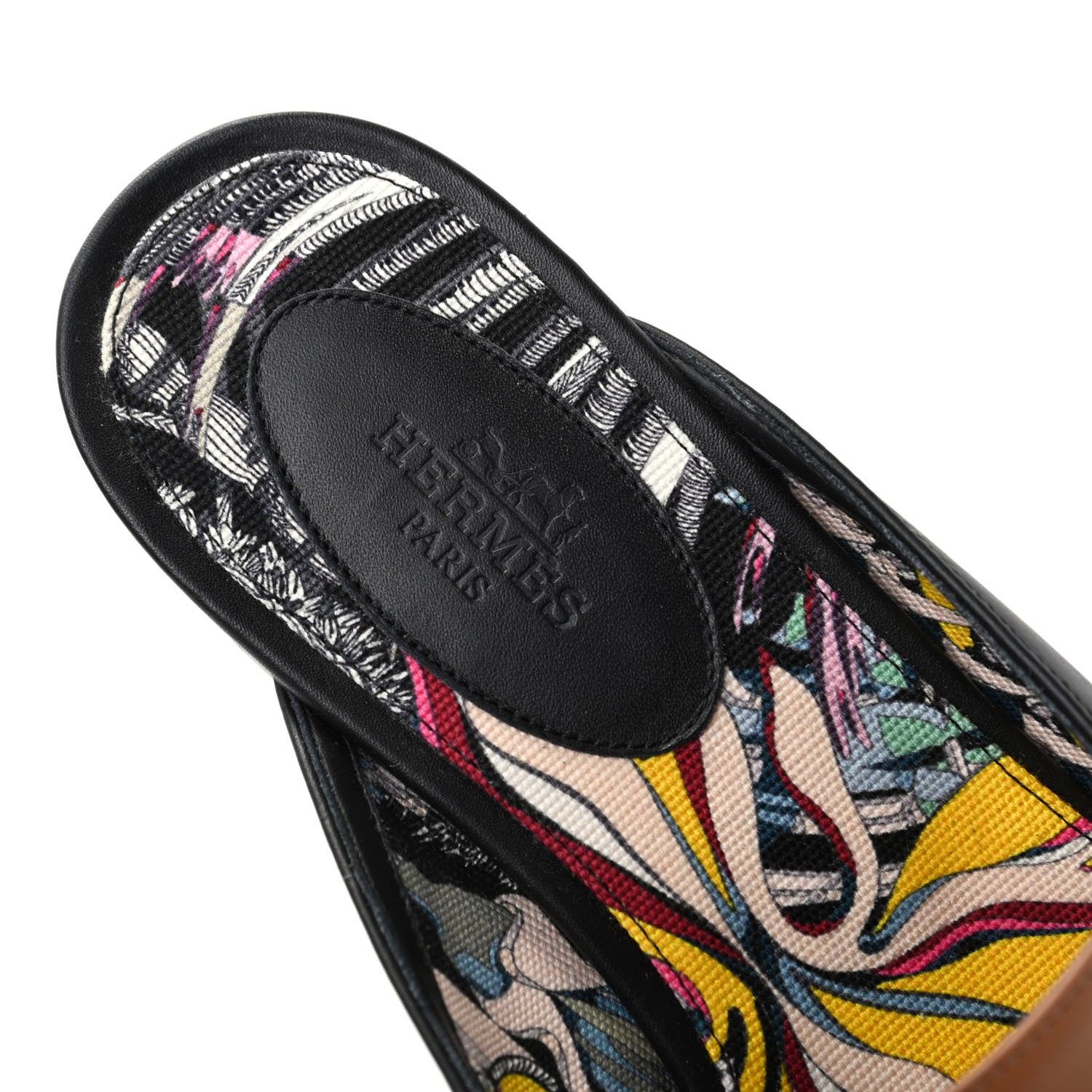 Hermes Calfskin Nappa Oz Mules 37 Naturel Black Multicolore 8 of 9