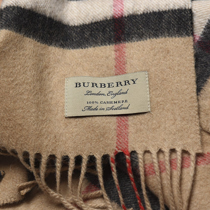 Burberry Cashmere Giant Check Fringe Scarf Camel 3 of 4