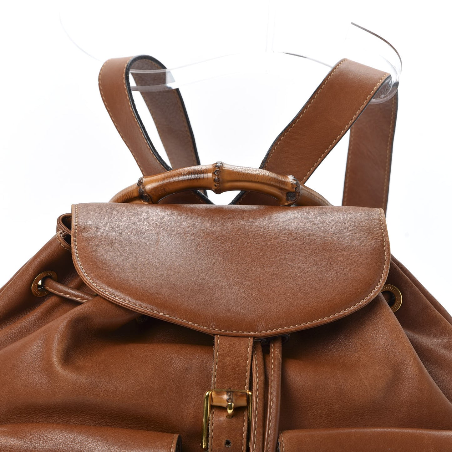 Calfskin Bamboo Backpack Brown