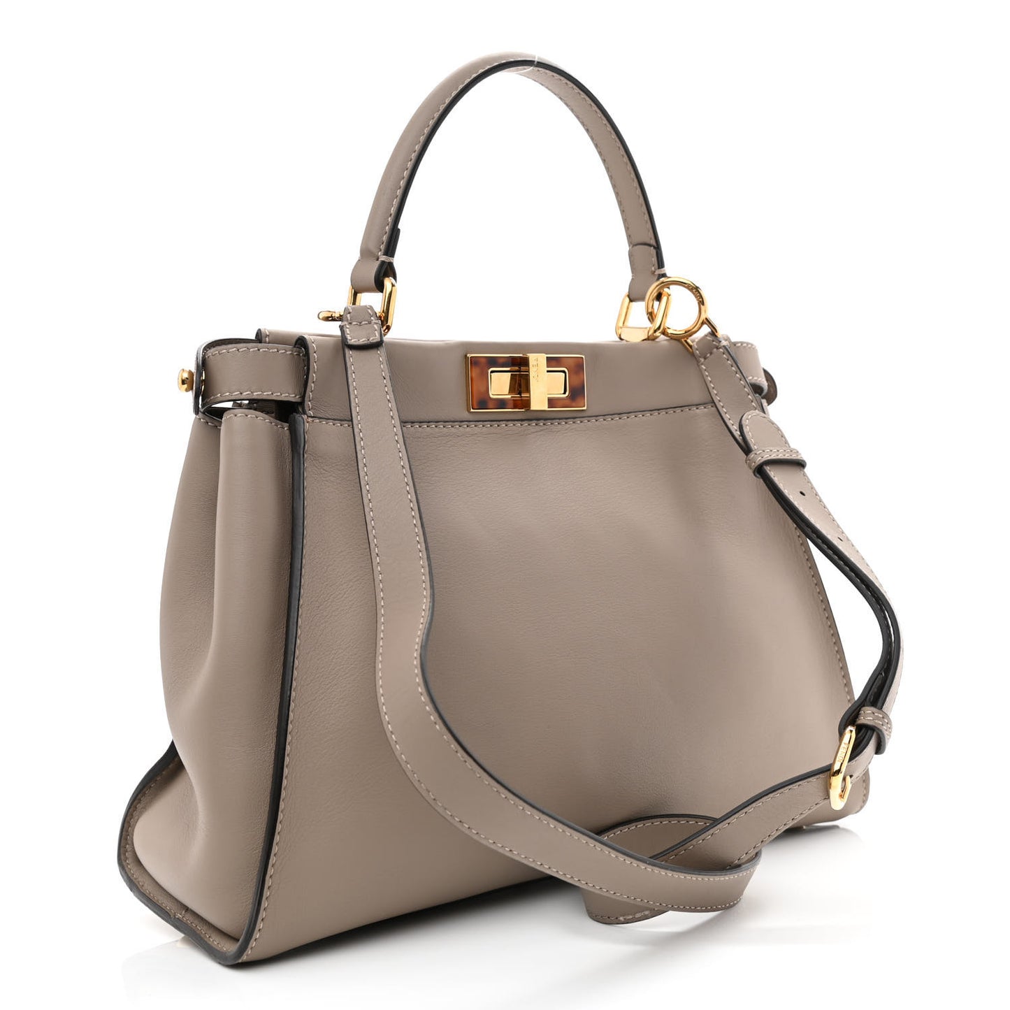 Vitello Seta Shiny Nappa Plexiglass Medium Peekaboo I SEE U Satchel Tortora