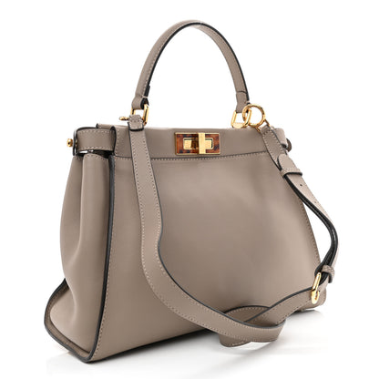 Fendi Vitello Seta Shiny Nappa Plexiglass Medium Peekaboo I SEE U Satchel Tortora 3 of 11