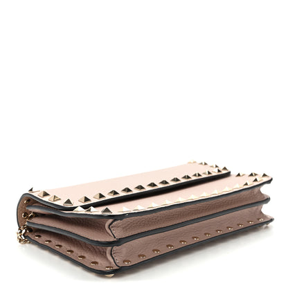 Valentino Garavani Pebbled Calfskin Rockstud Flap Wallet On Chain Poudre 4 of 10