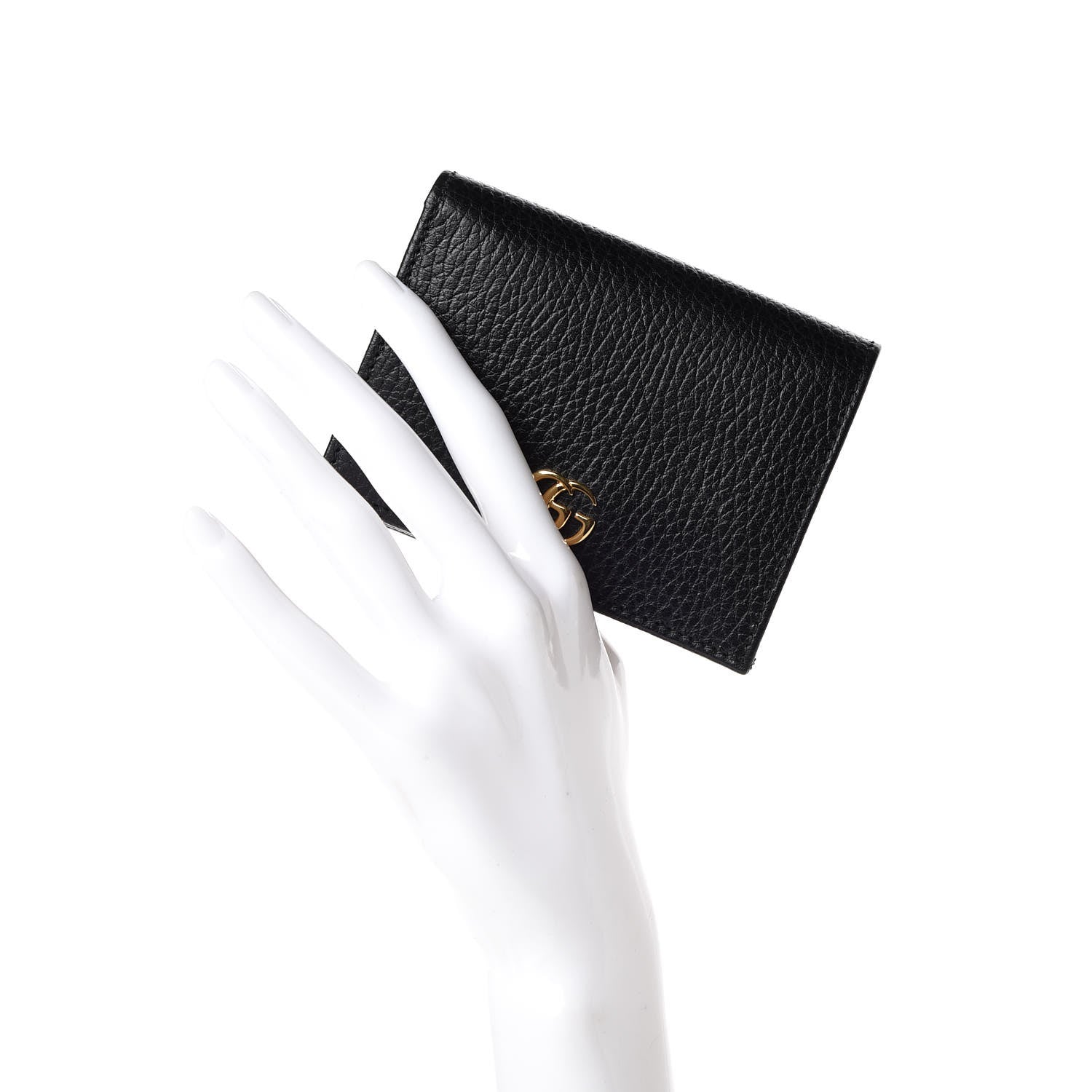 Gucci Pebbled Calfskin GG Marmont Card Case Black 2 of 9