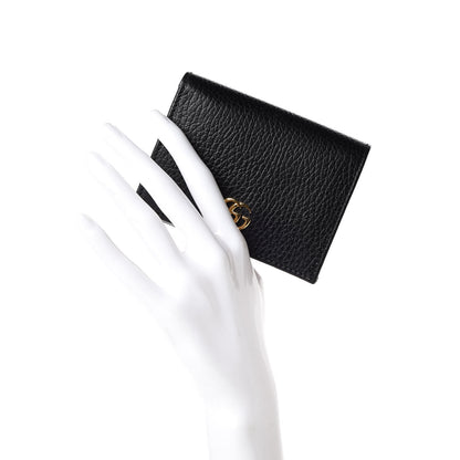 Gucci Pebbled Calfskin GG Marmont Card Case Black 2 of 9
