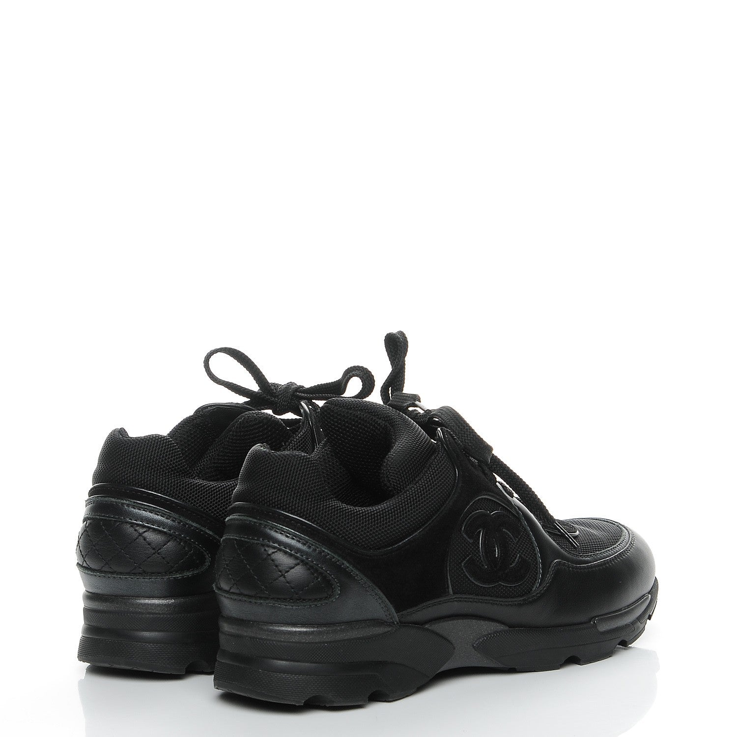 Chanel Suede Calfskin CC Sneakers 37 Black 4 of 8