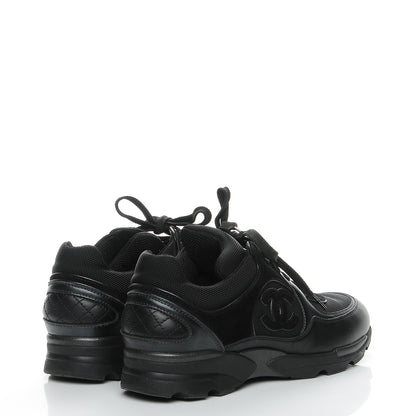 Chanel Suede Calfskin CC Sneakers 37 Black 4 of 8