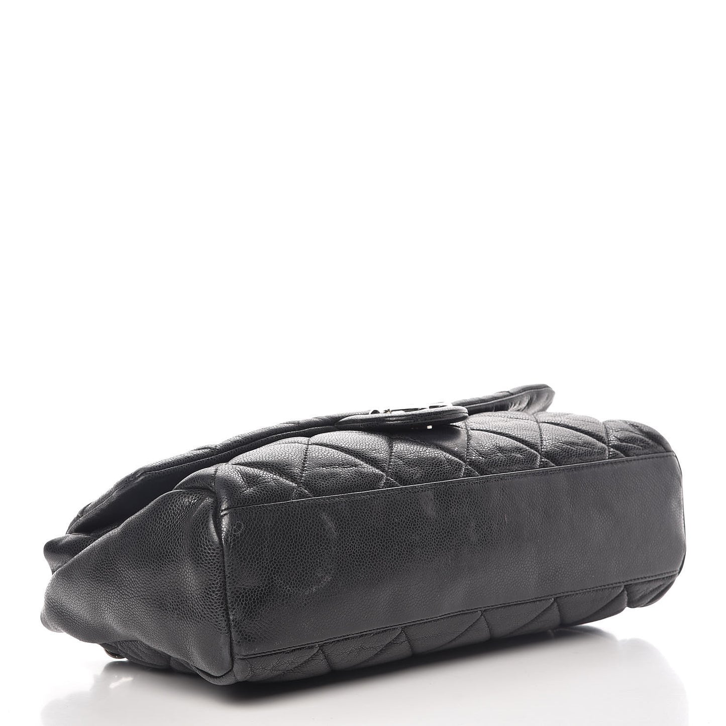 Glazed Caviar Medium Nature Flap Bag Black