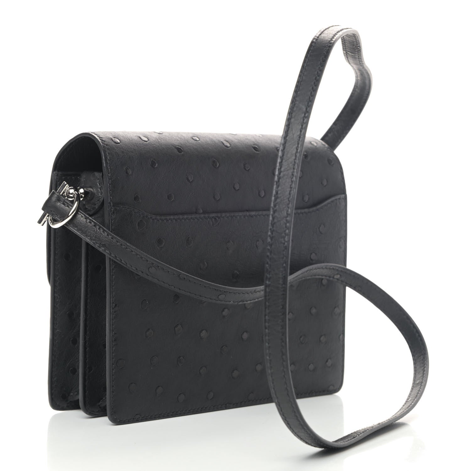 Hermes Ostrich Mini Sac Roulis Black 2 of 4