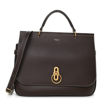 Mulberry Natural Grain Leather Amberley Satchel Chocolate 1 of 8