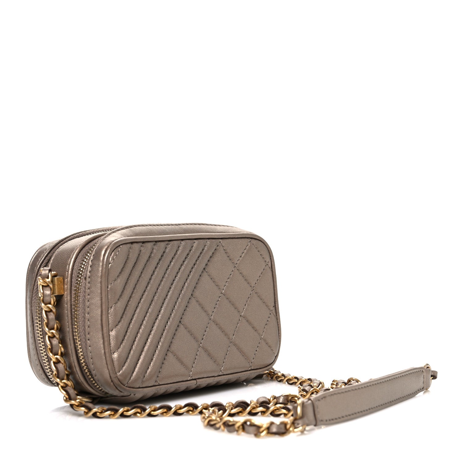 Chanel Metallic Lambskin Mini Coco Boy Camera Case Dark Gold 3 of 10