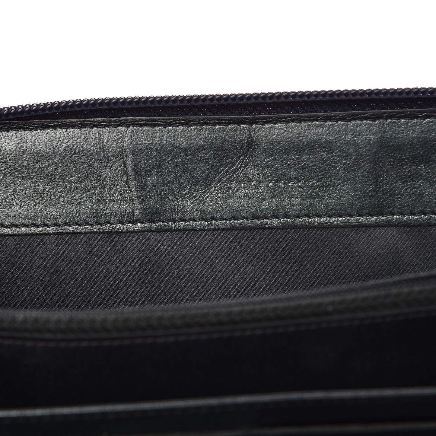 Lambskin Camellia Embossed Zip Around Organizer Wallet Navy