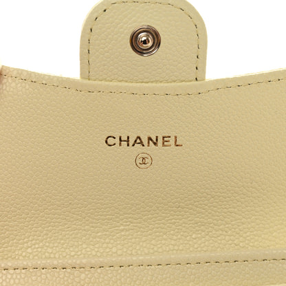 Chanel Caviar Quilted Flap Card Holder Wallet Light Yellow 6 of 10