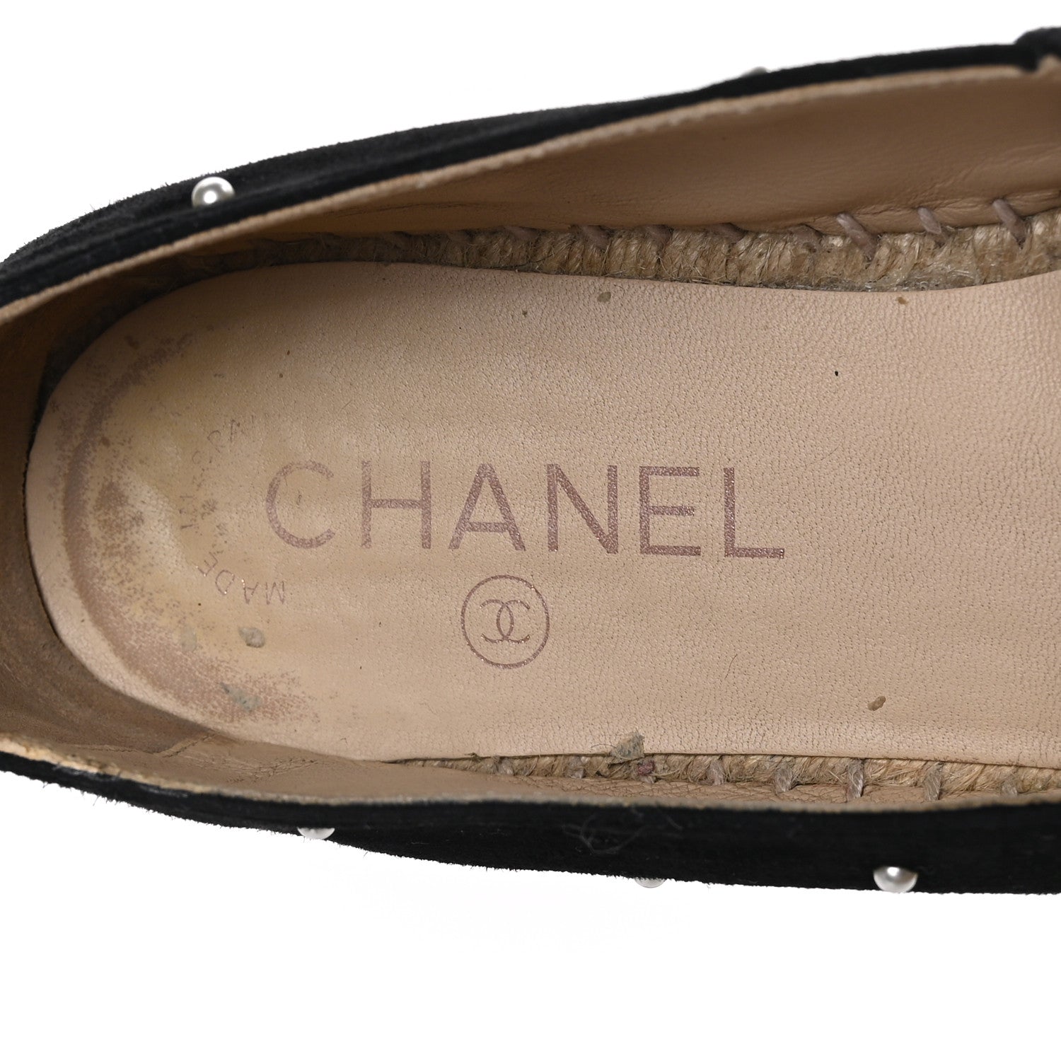Chanel Suede Pearl CC Espadrilles 39 Black 7 of 8