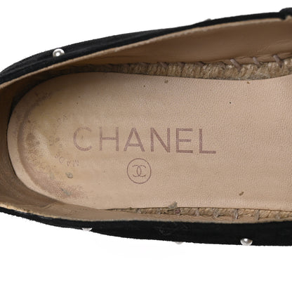 Chanel Suede Pearl CC Espadrilles 39 Black 7 of 8