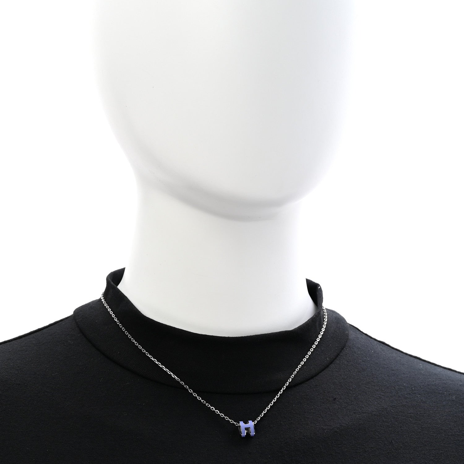 Hermes Lacquered Palladium Mini Pop H Pendant Necklace Lilas 2 of 7