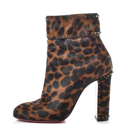 Christian Louboutin Pony Dark Leopard Cadra Spiked 100 Booties 37 Brown 1 of 13